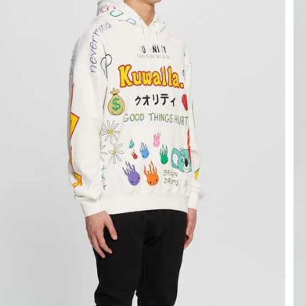 Kuwalla White Graphic Hoodie Sweater